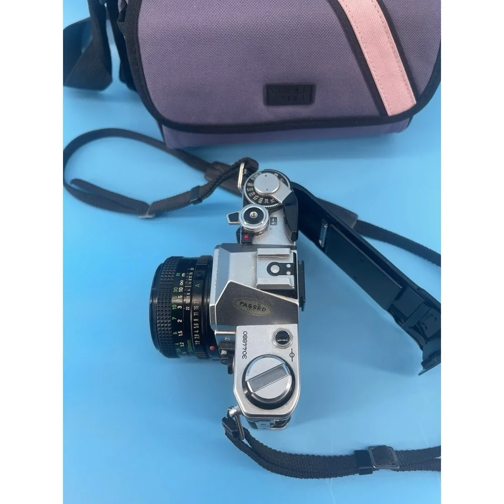 Canon AE-1 35mm SLR Film Camera w/ FD 50mm f/1.8 Lens & Case Untested